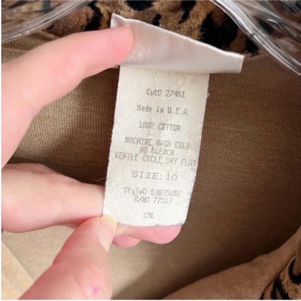 Nina Piccalino jacket tan brown African print crop vintage leopard drawstring - Picture 6 of 7